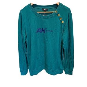 Anne Klein AK Sport Alpine Green lightweight long sleeve sweatshirt Size L